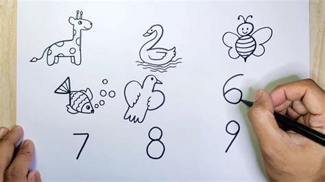 menggambar binatang dari angka  Penulisan angka arab dimulai dari kanan ke kiri, sedangkan penomoran alfabet